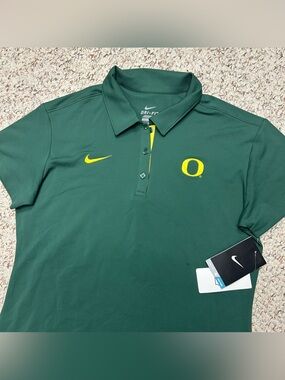 Nike Oregon Ducks Women’s Team Issue Polo Shirt Size Medium Green Dri Fit NCAA